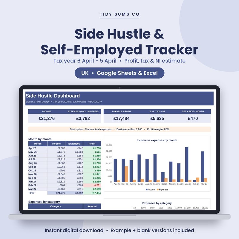 UK Side Hustle tax tracker preview